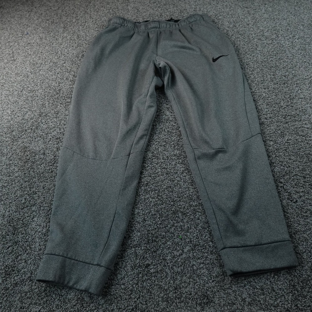Nike Sweatpants Mens XL Gray Dri Fit Jogger Swoosh Drawstring Workout Gym Pants